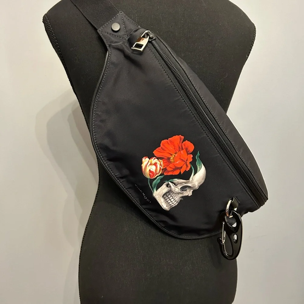 ALEXANDER McQUEEN Skull Print Nylon Harness Belt Bag - Picture 2 of 8